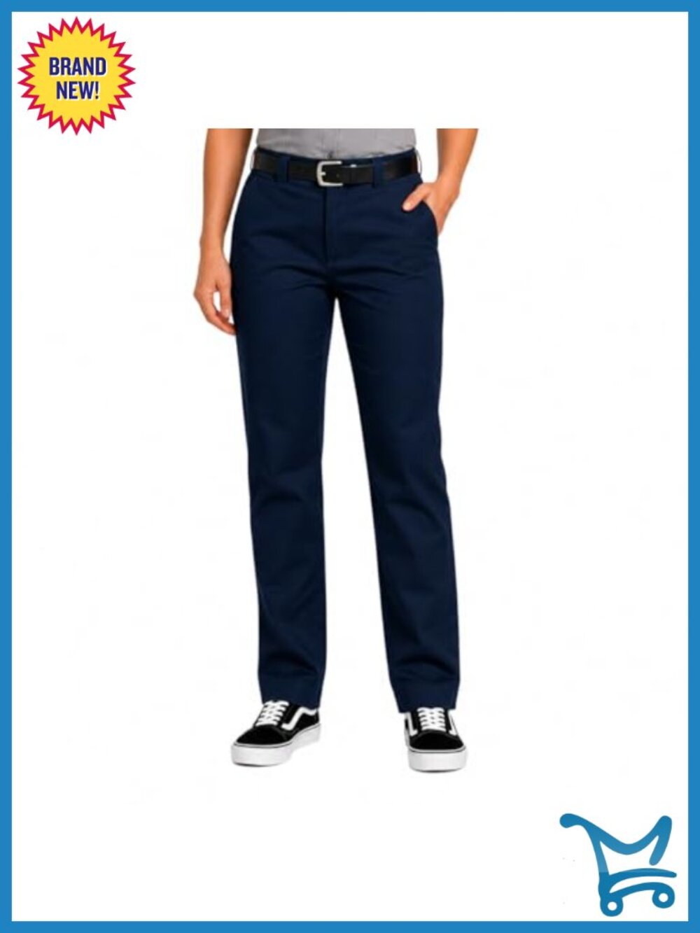 Slim Fit Work Pants Polyester Cotton Flex Stretch Mid Rise Utility